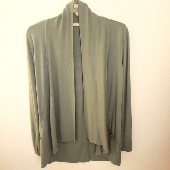 Athleta Light Sage Green Drape Front Lounge Cardigan Jacket Size S - Picture 1 of 11